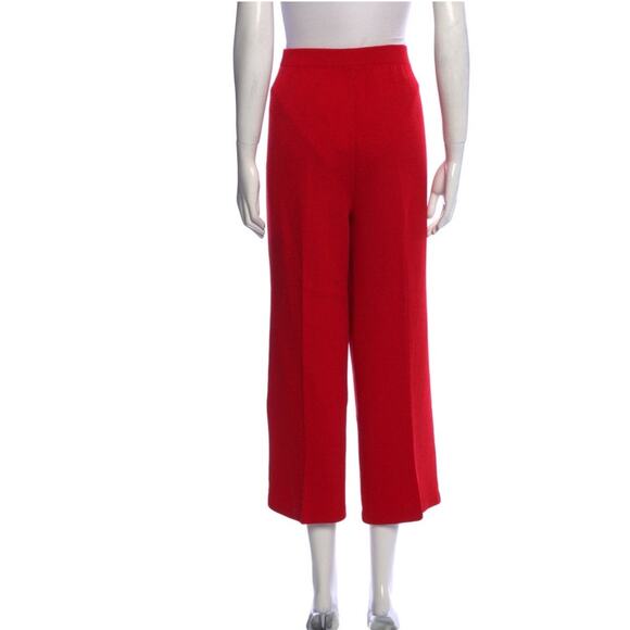 St. John Red Wide Leg Evening Pants xl 14 - Picture 3 of 5
